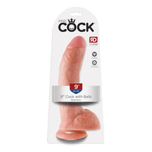 Load image into Gallery viewer, King Cock 9" Cock with Balls tan