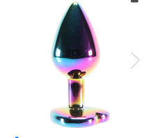 Load image into Gallery viewer, Small Aluminum Plug with Pink Heart Gem in Multicolor