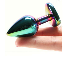 Load image into Gallery viewer, Small Aluminum Plug with Pink Heart Gem in Multicolor