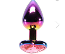 Load image into Gallery viewer, Small Aluminum Plug with Pink Heart Gem in Multicolor