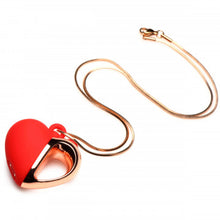 Load image into Gallery viewer, 10x Vibrating Silicone Heart Necklace - Rose Gold/ Red