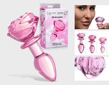 Load image into Gallery viewer, BOOTY SPARKS Pink Rose Glass Anal Plug Small