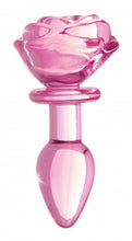 Load image into Gallery viewer, BOOTY SPARKS Pink Rose Glass Anal Plug Small
