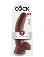Load image into Gallery viewer, King Cock- 9-inch cock with balls- brown