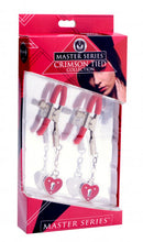 Load image into Gallery viewer, Master Series Charmed Heart Padlock Nipple Clamps/Keys to my heart nipple clamps