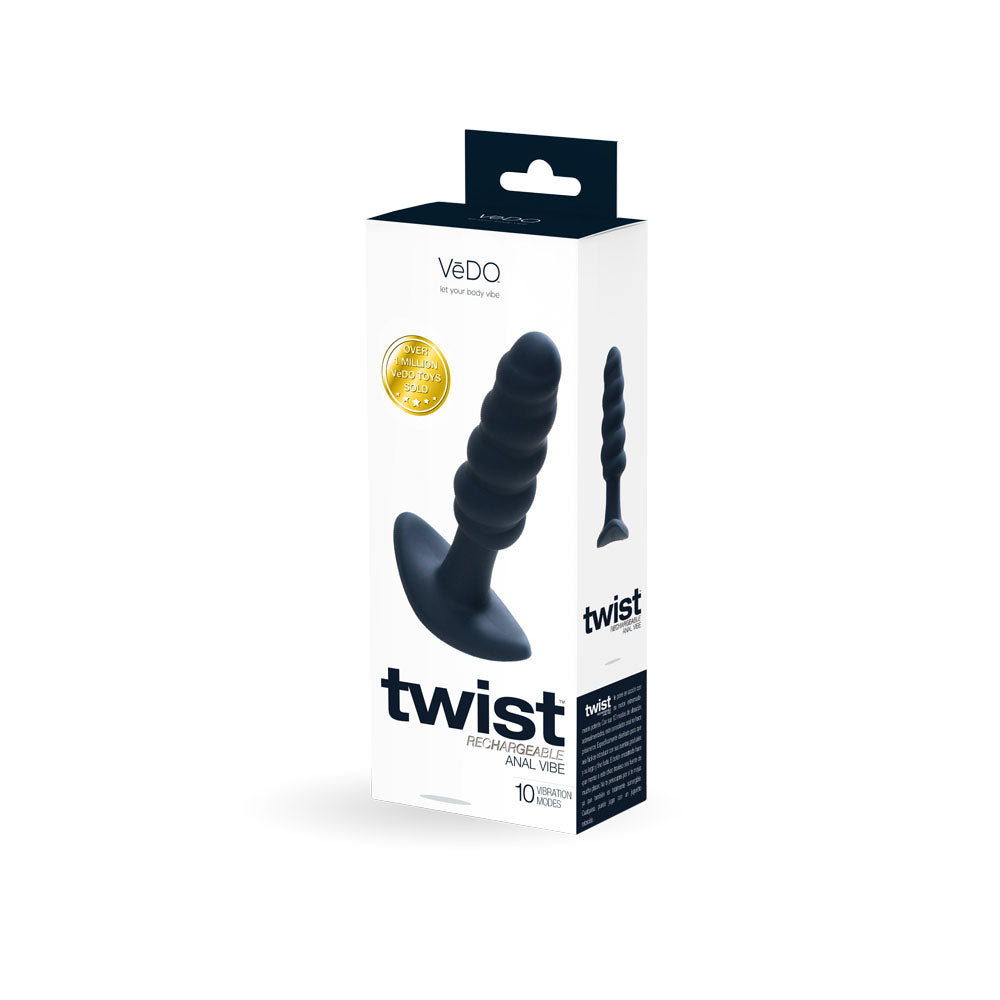 Twist Rechargeable Anal Plug Black