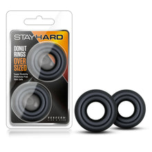 Load image into Gallery viewer, Stay Hard Donut Rings Oversized Black
