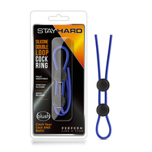 Load image into Gallery viewer, Stay Hard Silicone Double Loop Cock Ring Blue
