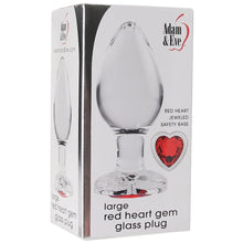 Load image into Gallery viewer, Adam &amp; Eve Red Heart Gem Glass Plug in Large
