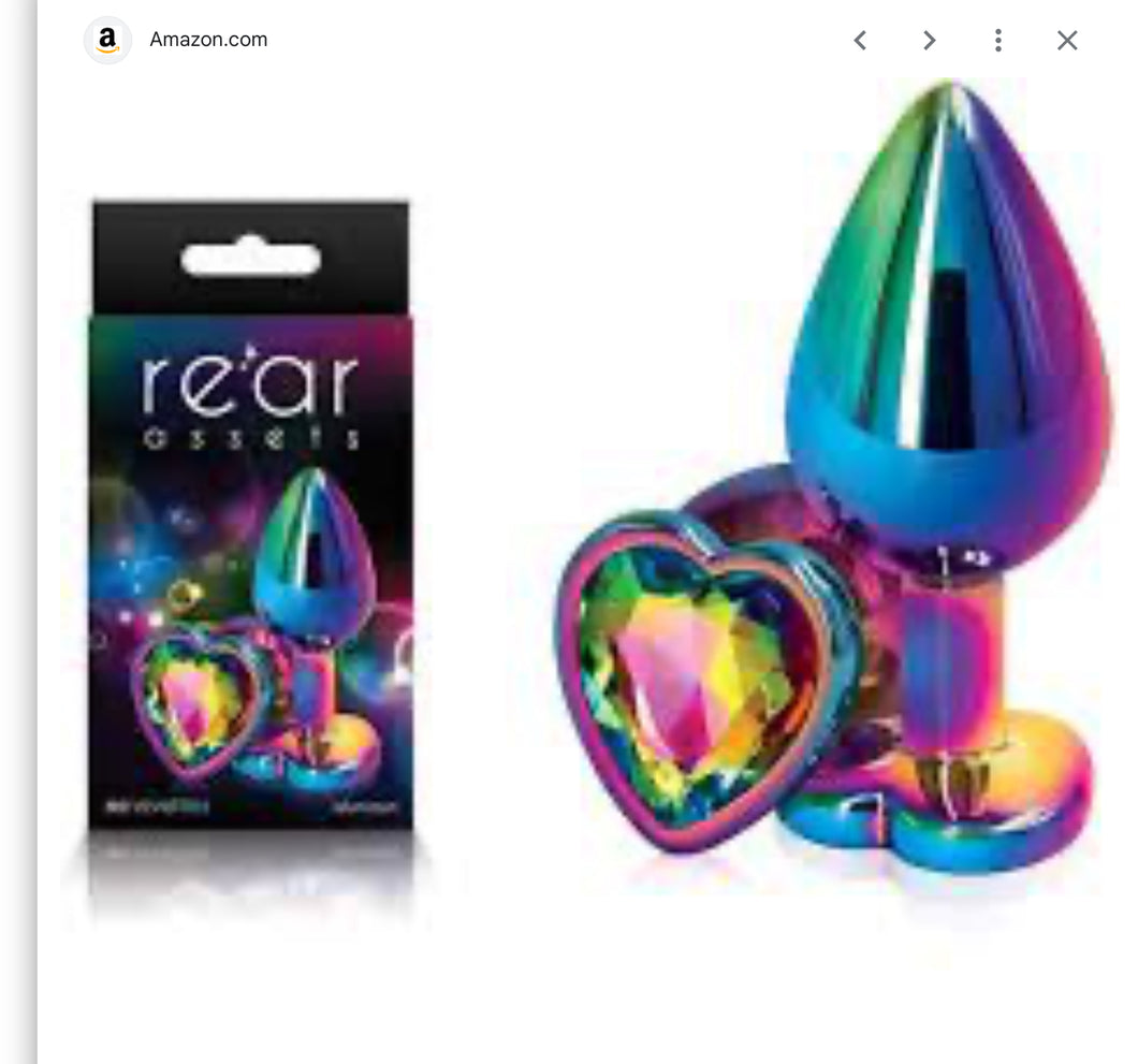 Rear Assets Multicolor heart Anal Plug Gem- Rainbow