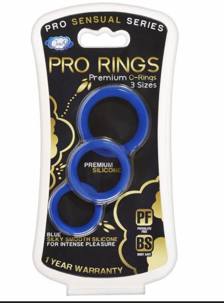 Cloud 9 Pro Sensual Silicone Cock Ring 3 Pack Blue