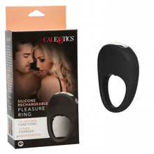 Load image into Gallery viewer, Silicone Rechargeable Pleasure Ring - Black - Black
