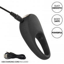 Load image into Gallery viewer, Silicone Rechargeable Pleasure Ring - Black - Black

