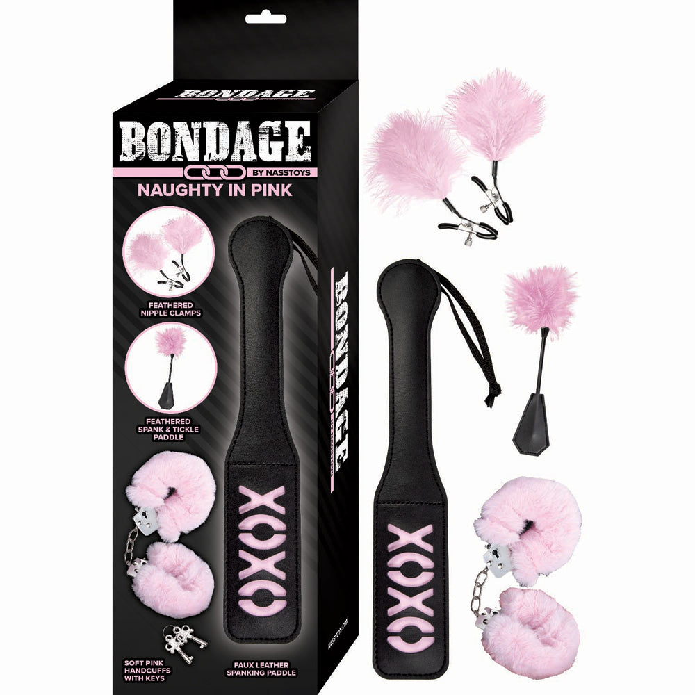 Bondage By Nasstoys Naughty In Pink Black & Pink