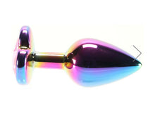 Load image into Gallery viewer, Small Aluminum Plug with Pink Heart Gem in Multicolor
