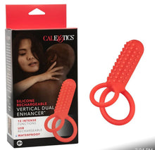 Load image into Gallery viewer, Silicone rechargeable dual vertical cock ring￼
