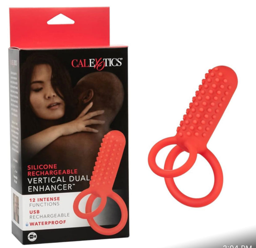 Silicone rechargeable dual vertical cock ring￼