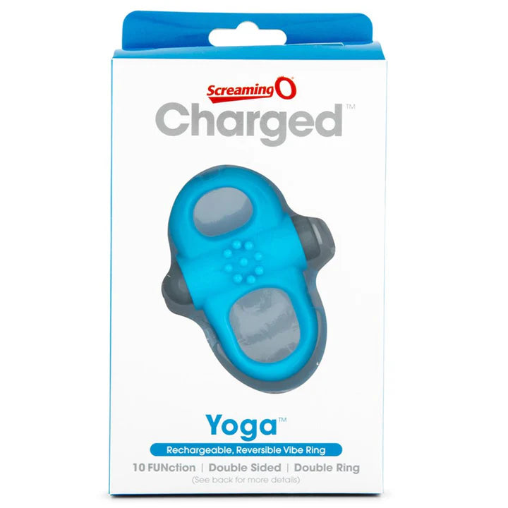 The Screaming O Charged Yoga Rechargeable Reversible Cock Ring Blue