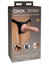 Load image into Gallery viewer, King Cock Elite Beginner&#39;s Silicone Body Dock Kit - Harness and 6 Inch Dildo - Light
