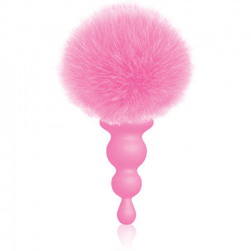 The 9's Cottontails Silicone Bunny Tail Butt Plug - Beaded Pink