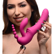 Load image into Gallery viewer, U STRAP Regal Rider Vibrating Strapless Strap- on Triple G Dildo - Pink
