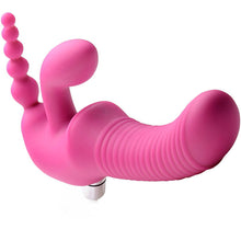 Load image into Gallery viewer, U STRAP Regal Rider Vibrating Strapless Strap- on Triple G Dildo - Pink
