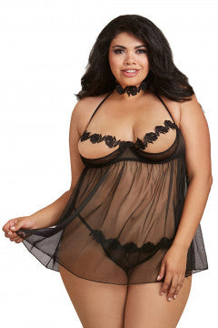 Babydoll choker an G string Queen size