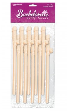 Bachelorette Party Favors 10 Dicky Sipping Straws - Light