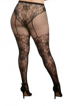 Load image into Gallery viewer, Knitted Lace Garterhose -Queen Size - Black
