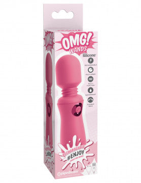OMG Rechargeable Mini Wand Vibrator- Fuscia -Pink