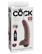 Load image into Gallery viewer, King Cock 9 Inch Squirting Cock With Balls - Brown
