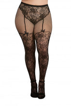 Load image into Gallery viewer, Knitted Lace Garterhose -Queen Size - Black
