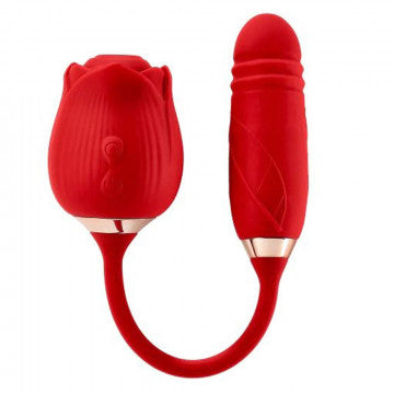 Cloud 9 Rose Plus With Thrusting Pleasure Stem Dual Stimulation - Red rose toy