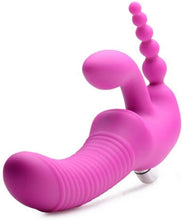 Load image into Gallery viewer, U STRAP Regal Rider Vibrating Strapless Strap- on Triple G Dildo - Pink

